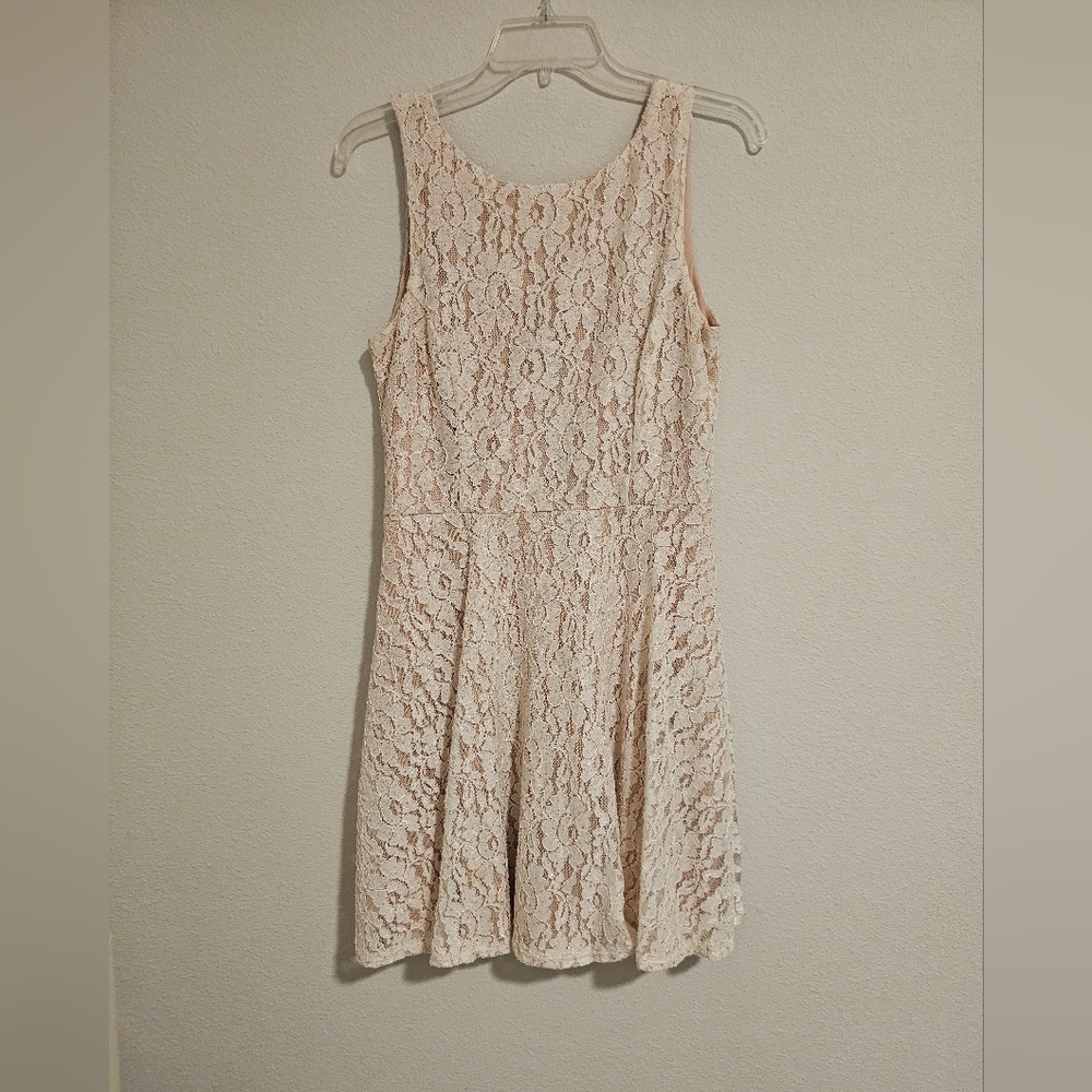 Elegant Cream Lace Dress With Sparkle